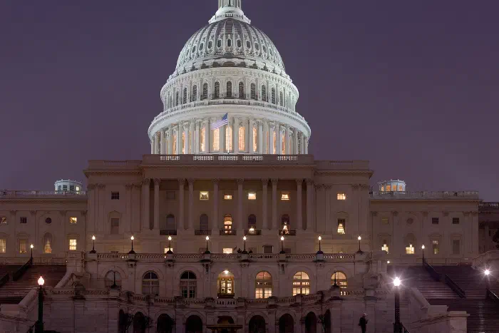 The U.S. Capitol at night