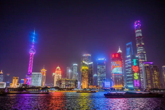 The Lujiazui skyline, Shanghai, at night