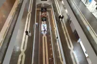The interior of a shopping mall
