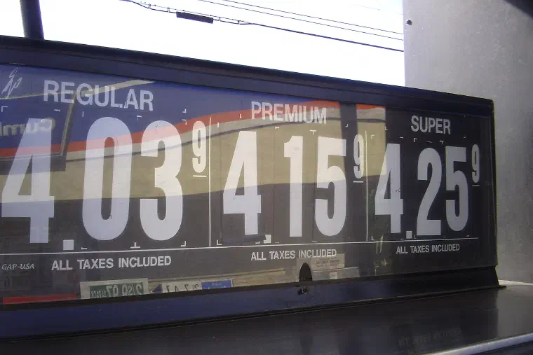 Fuel prices at a filling station in Lewiston, Maine