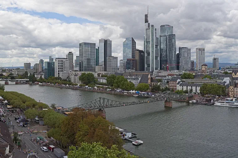 The Frankfurt skyline across the River Main