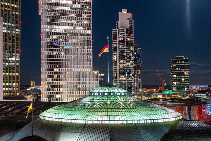The Frankfurt skyline at night