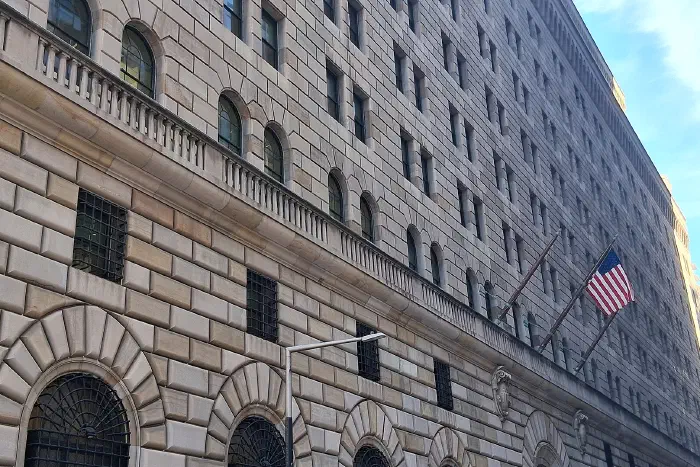 The Federal Reserve Bank of New York in the Financial District