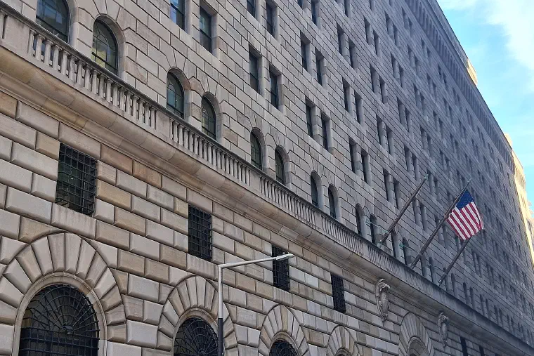 The Federal Reserve Bank of New York in the Financial District
