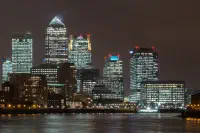 Canary Wharf seen from Wapping, East London
