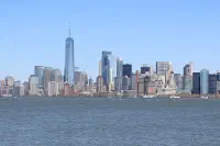 The Lower Manhattan skyline from Liberty Island