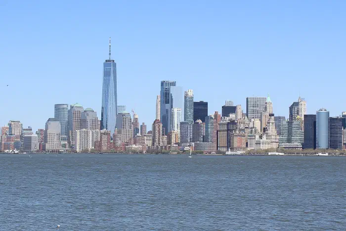 The Lower Manhattan skyline from Liberty Island