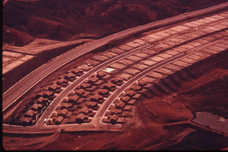 Aerial view of a new housing development