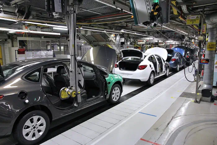 A car assembly line in Gliwice, Poland