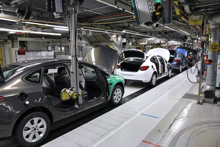A car assembly line in Gliwice, Poland