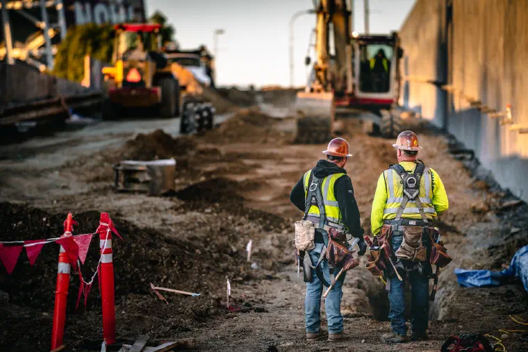 Workers on a construction site