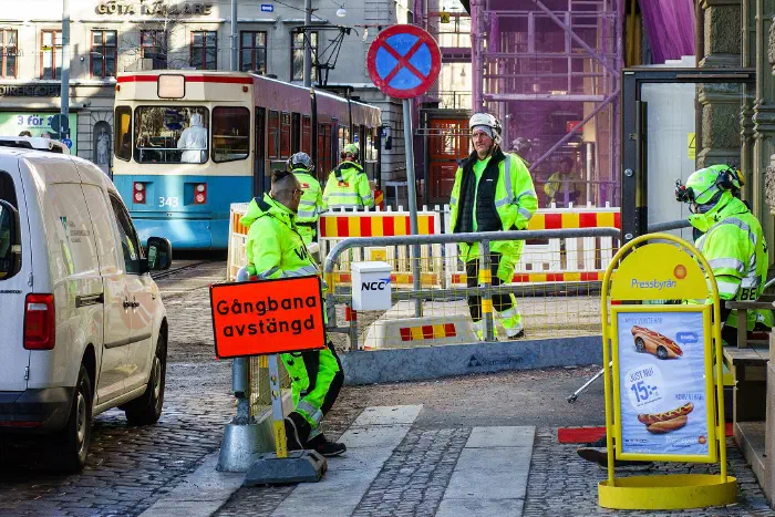 Construction workers in Gothenburg, Sweden