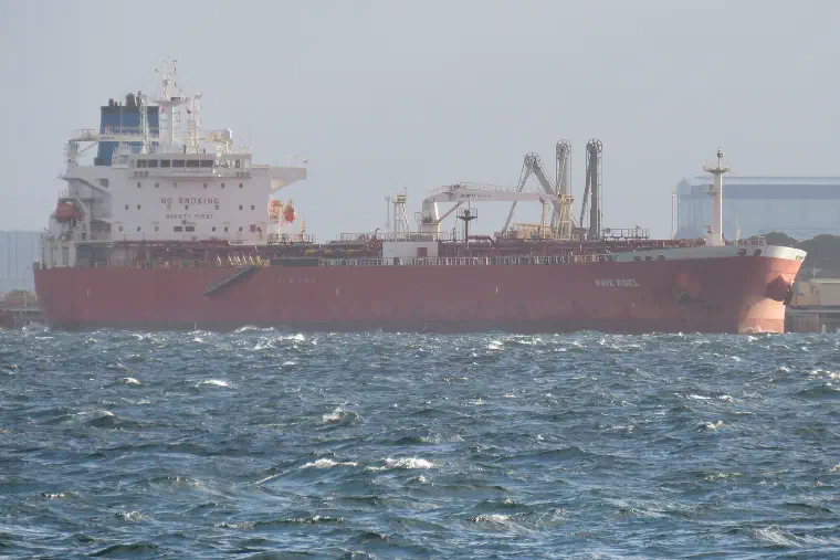 A crude oil tanker at the BP refinery jetty, Kwinana, Australia