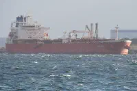 A crude oil tanker at the BP refinery jetty, Kwinana, Australia