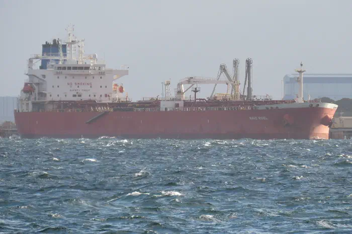 A crude oil tanker at the BP refinery jetty, Kwinana, Australia