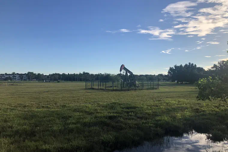 A pumpjack in the Seria oil field, Brunei