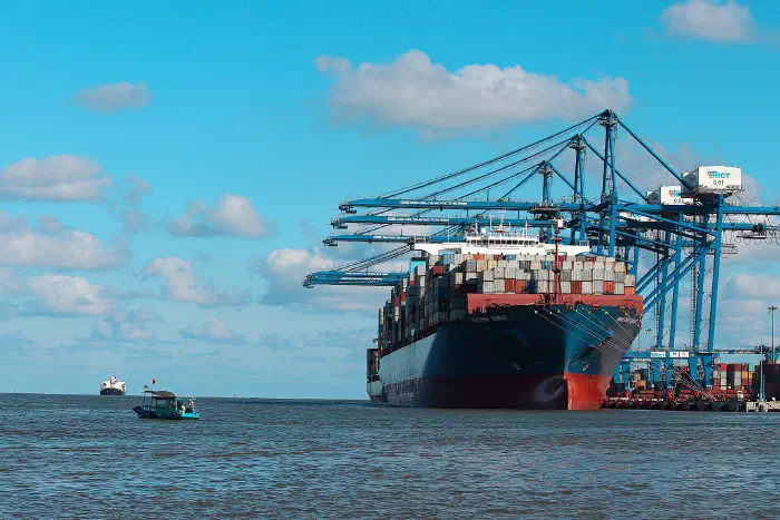 A Maersk container ship at the Hai Phong international container terminal, Vietnam