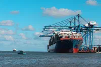 A Maersk container ship at the Hai Phong international container terminal, Vietnam