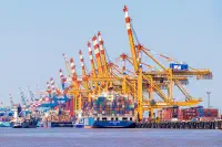 Container cranes at the port of Bremerhaven, Germany