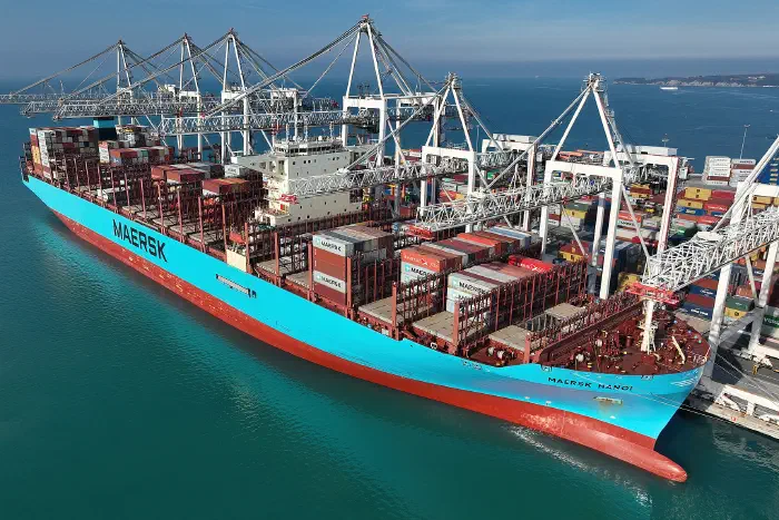 The container ship Maersk Hanoi at the Port of Koper, Slovenia