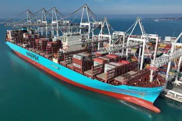 The container ship Maersk Hanoi at the Port of Koper, Slovenia
