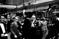 Brokers on the floor of the New York Stock Exchange