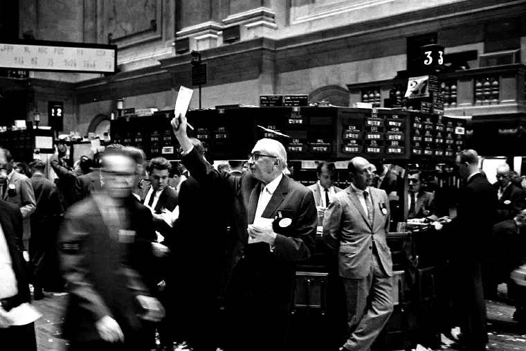 Brokers on the floor of the New York Stock Exchange