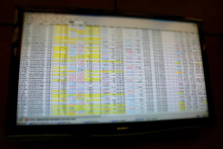 Market data screens at the Frankfurt Stock Exchange